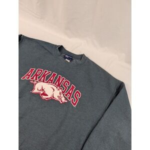 Vintage Arkansas Razorbacks‎ MV Sports Crew Neck Pullover Gray Sweatshirt Large
